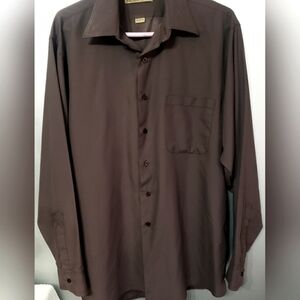 MENS BROWN MILANO UOMO BUTTON DOWN DRESS SHIRT. LONG SLEEVE SIZE 16½ 34/35